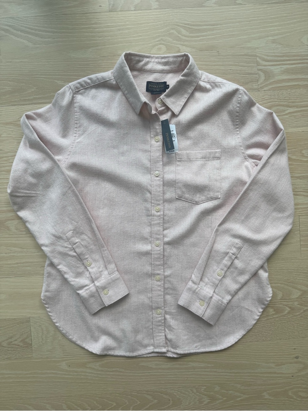 Pendleton Womens Pale Pink Long-Sleeve Button-Down Flannel Shirt medium